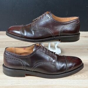 Alden Shoes Mens 11 Brown Derby Shell Cordovan Leather Cap Toe Medallion 2145